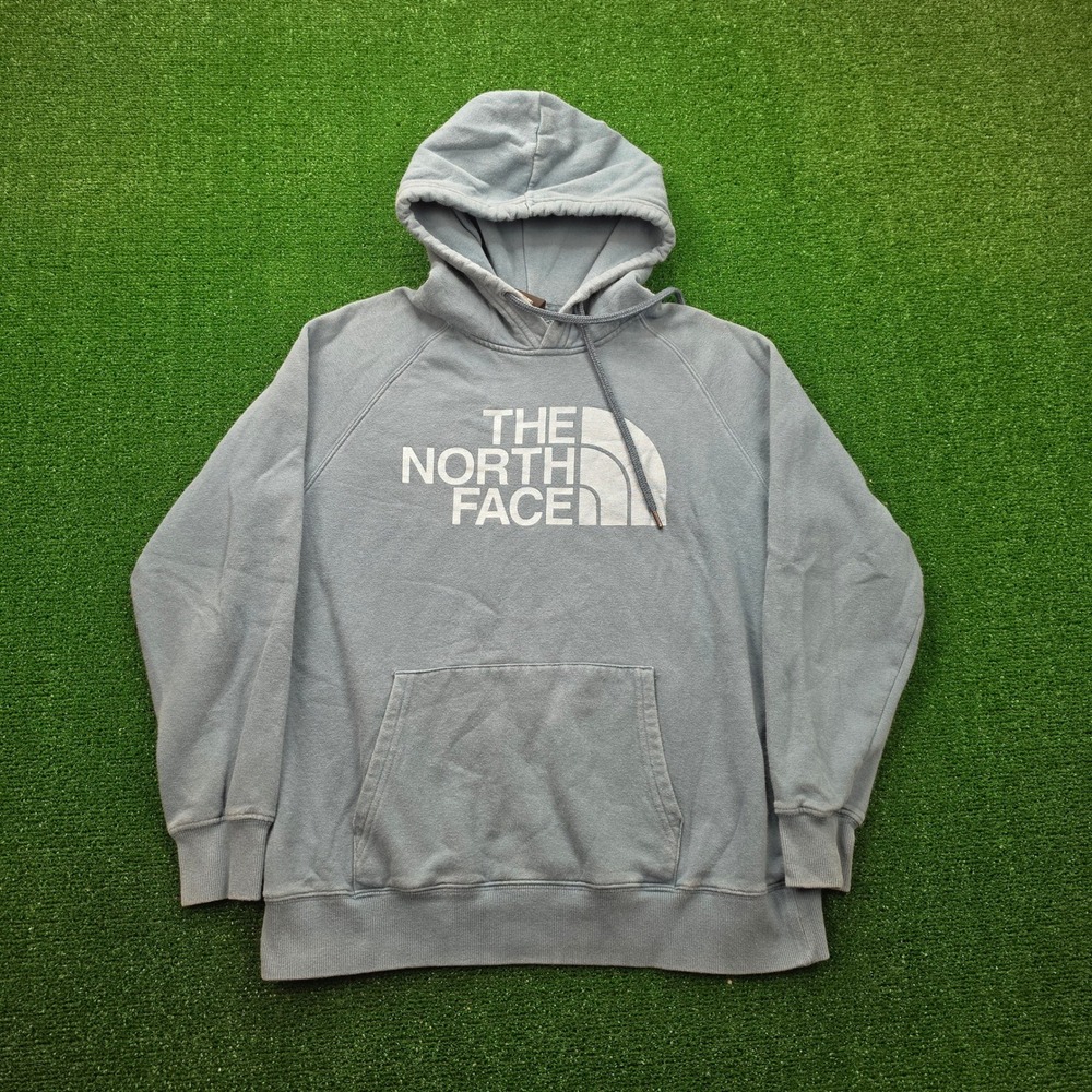 The North Face Half Dome Fleece Pullover Hoodie Sweatshirt Womens Medium Blue